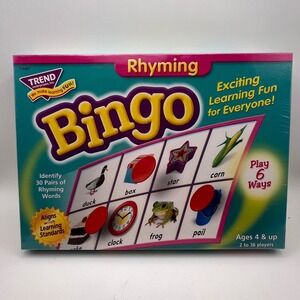 Trend Enterprises Rhyming Bingo Educational Game Ages 4+‎ T-6067 New Sealed